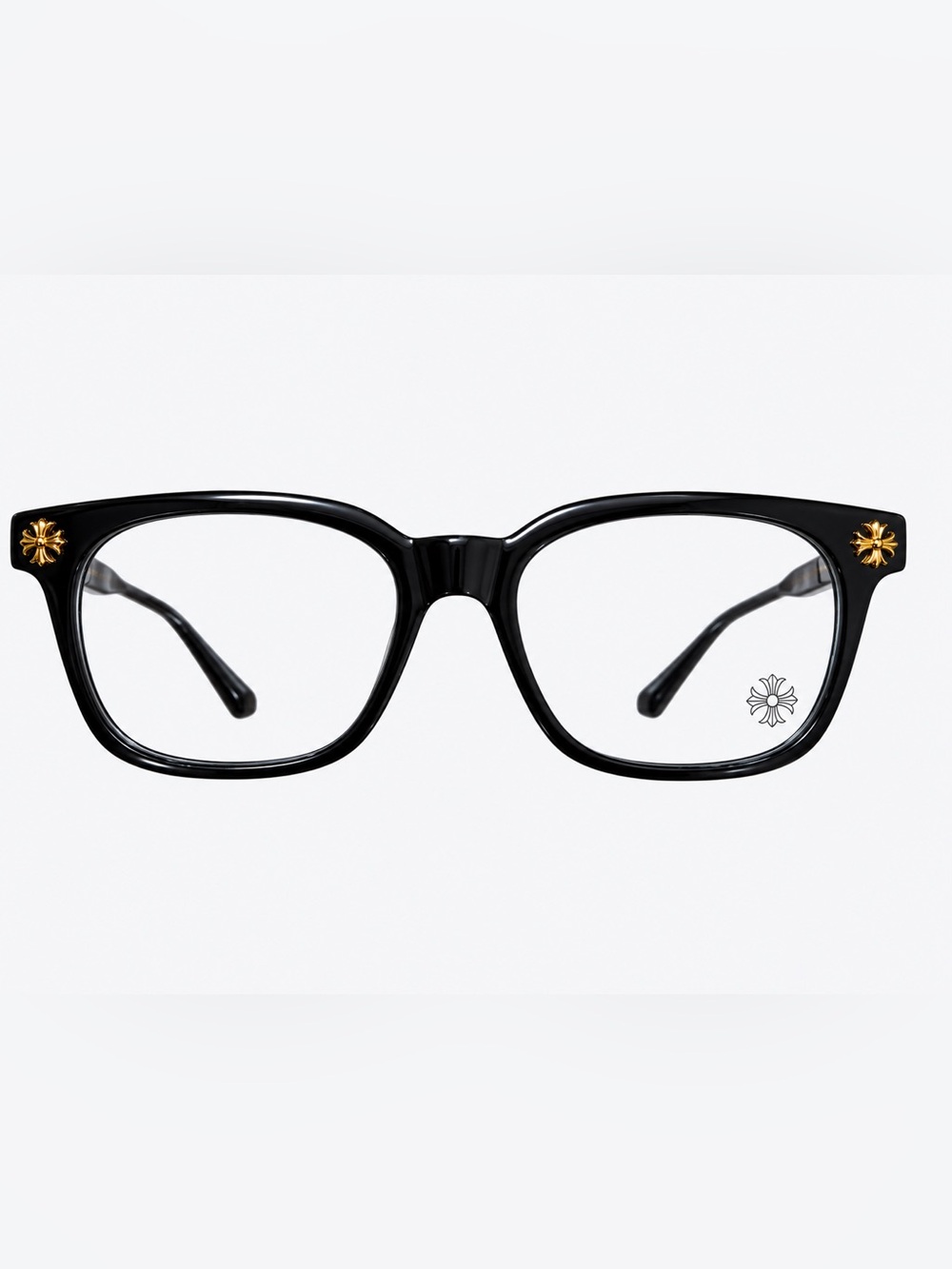 Classic Black/gold Men's chrome heart glasses - Sleek Full-Rim pouch include